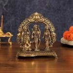 Pure Brass Ram Darbar Idol | 6" x 3" x 6" (15.2 x 7.6 x 15.2 cm) | 0.7 kg Lightweight Divine Art | Intricate Compact Murti | Travel-Friendly Set